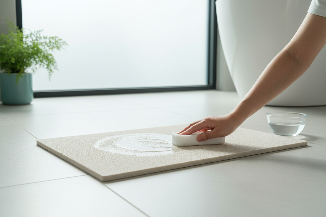 Comment nettoyer un tapis de bain en diatomite ?