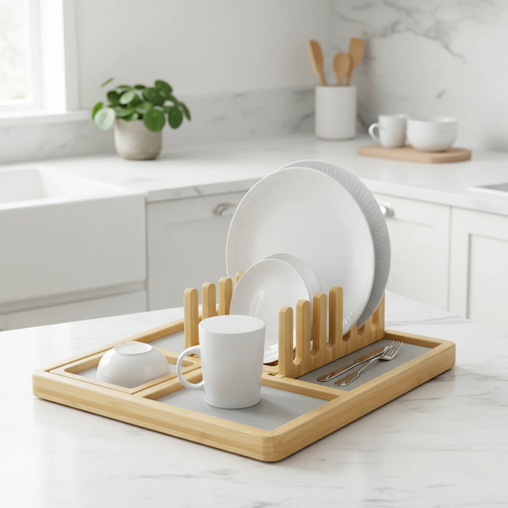 Égouttoir Vaisselle En Bambou Et Diatomite 3