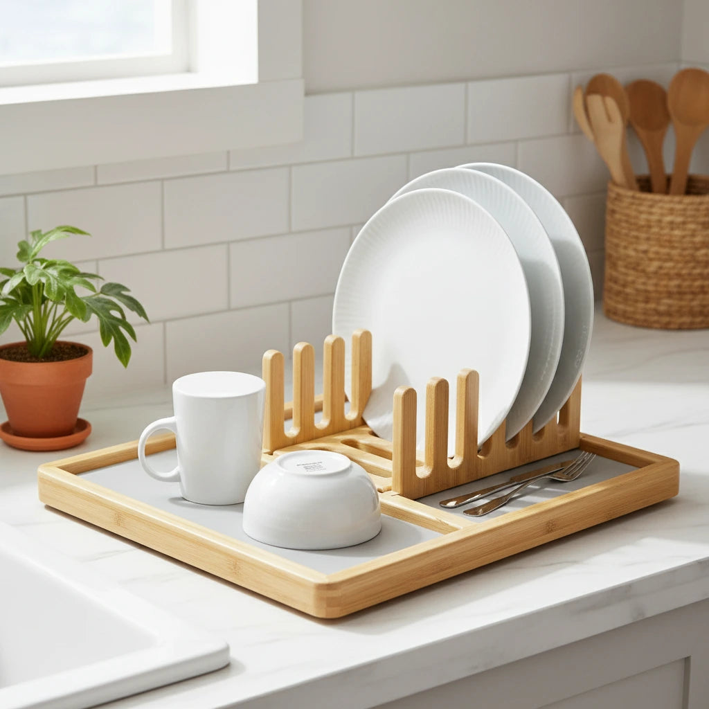 Égouttoir Vaisselle En Bambou Et Diatomite 4
