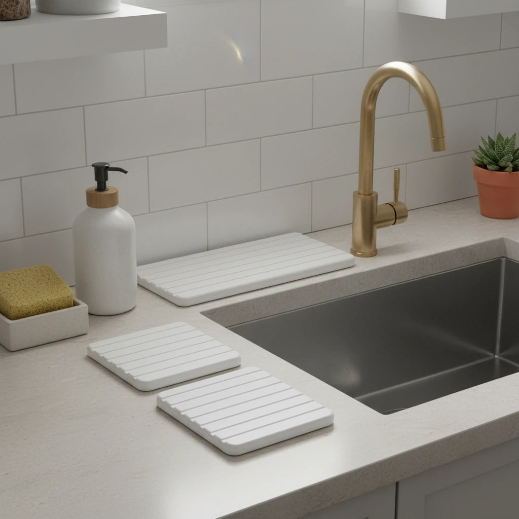 Lot de 3 Plateaux d'Évier en Diatomite 2