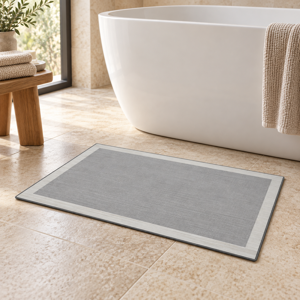 Tapis Bain Mémoire De Forme – Cadre Épuré près d’une baignoire