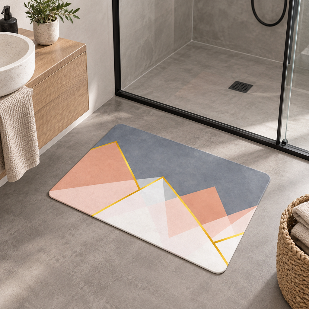 Tapis De Bain 50x70 – Terra Rosée dans une salle de bain contemporaine