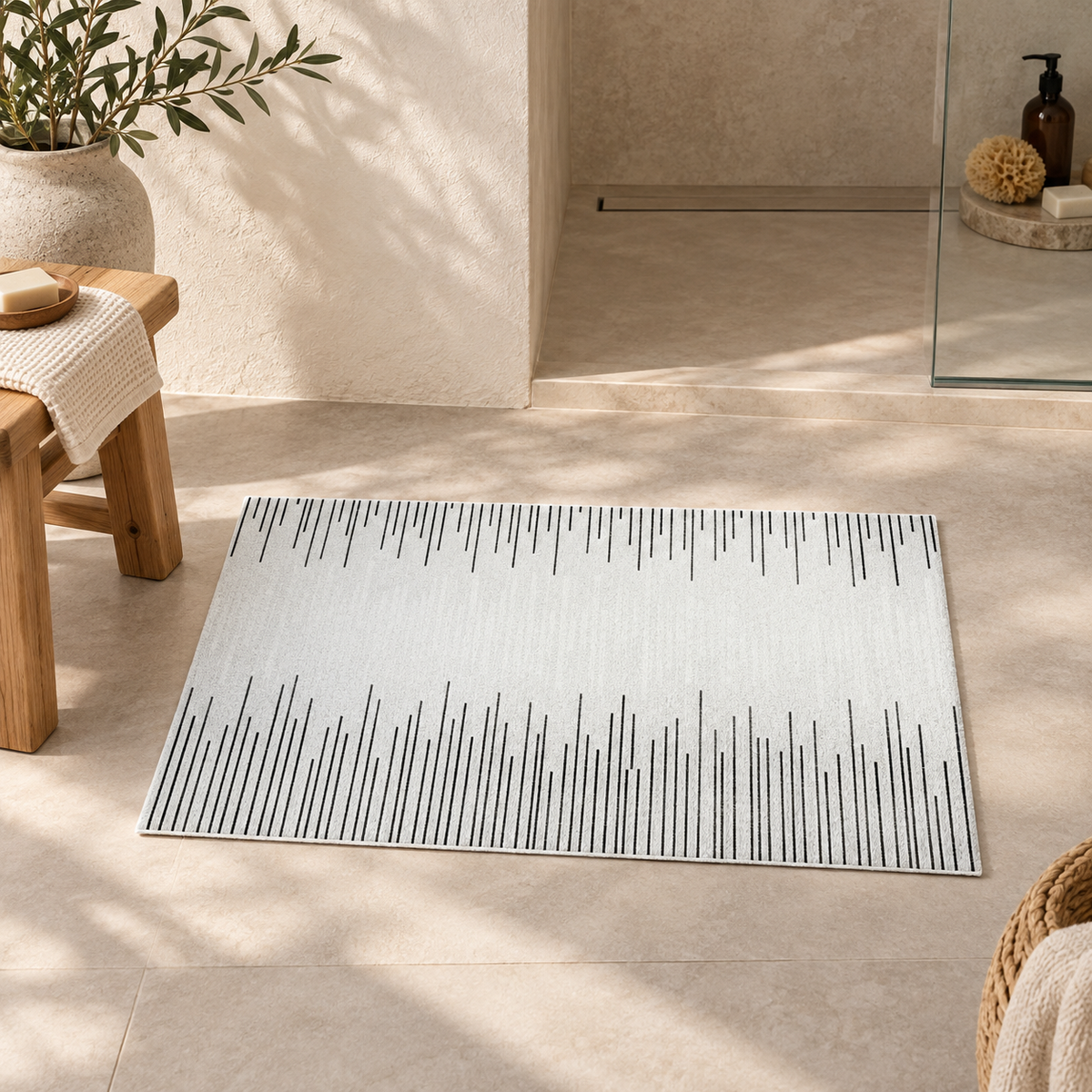 Tapis De Bain 60x90 – Lignes Montantes dans une ambiance spa