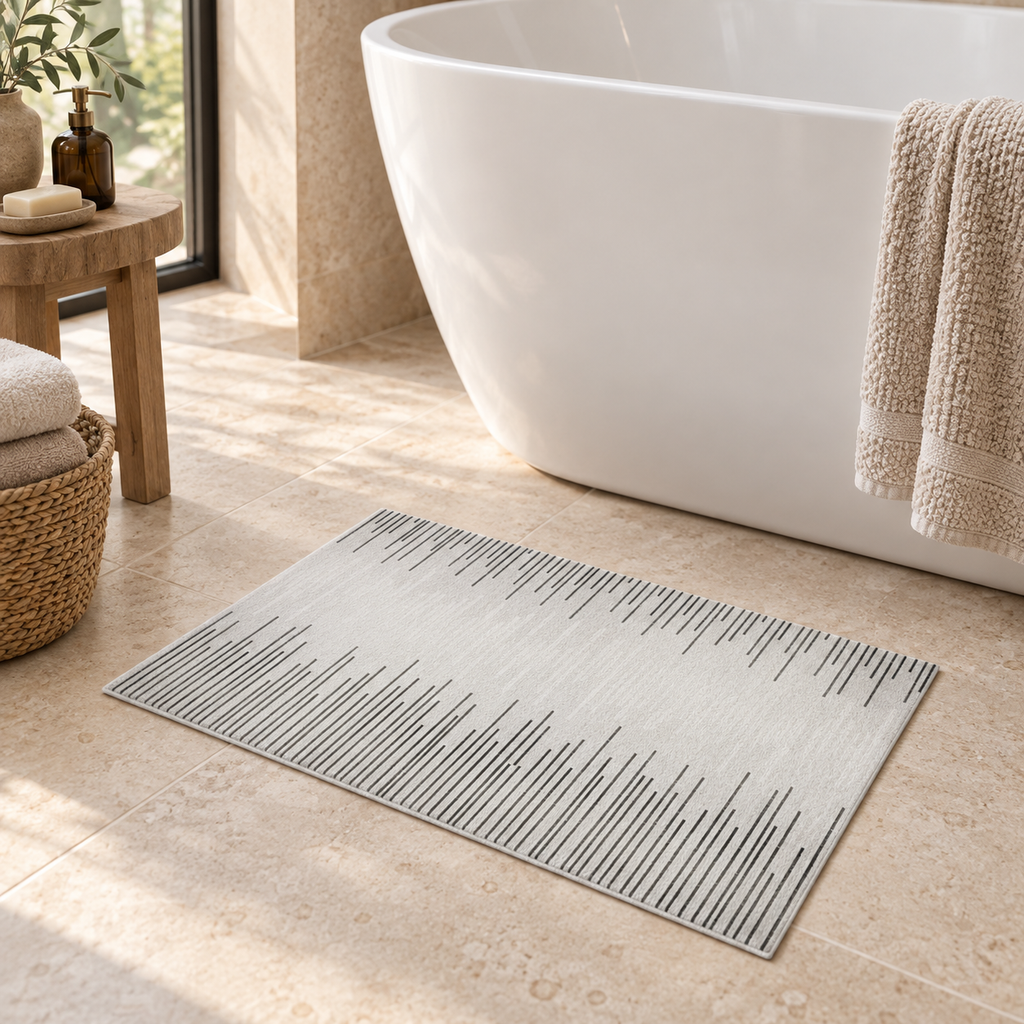 Tapis De Bain 60x90 – Ombre Douce près d’une baignoire