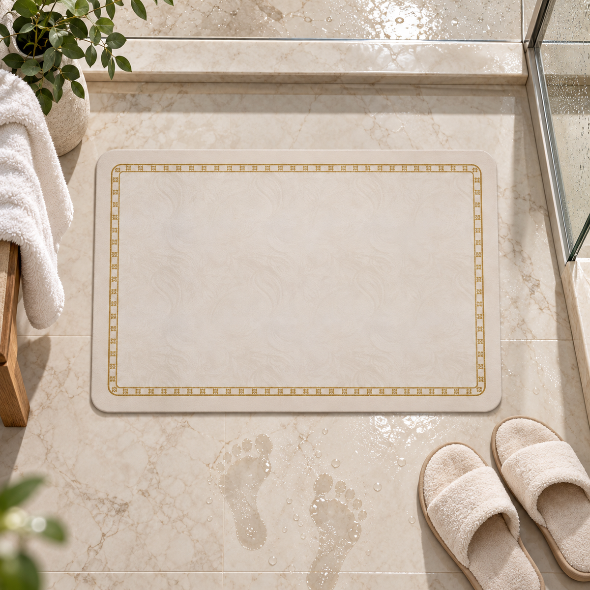 Tapis De Bain Bohème – Bohème Encadré / 40×60cm, Bohème Encadré / 50×80cm, Bohème Encadré / 60×90cm dans une ambiance spa