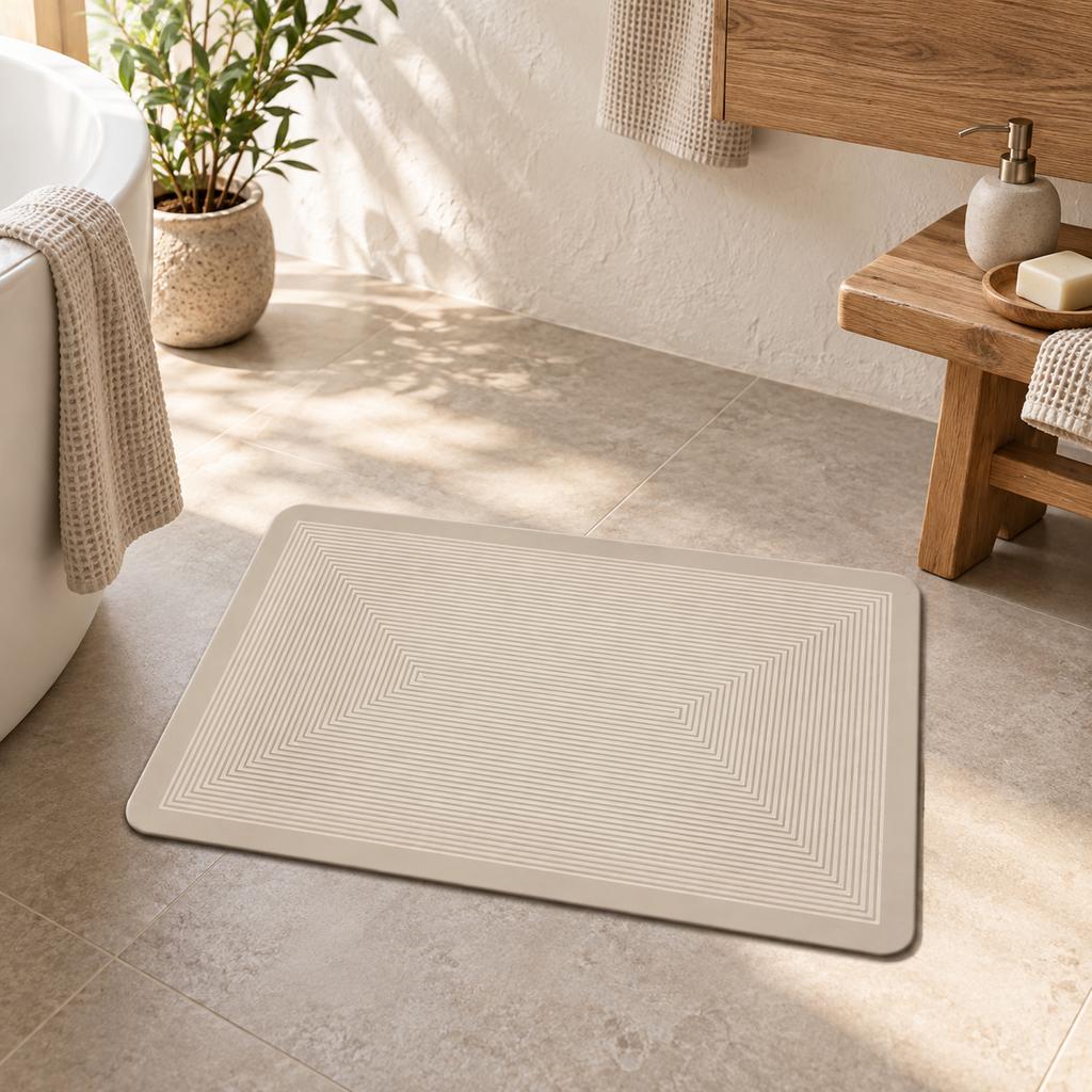 Tapis De Bain Bohème – Géométrie Bohème / 40×60cm, Géométrie Bohème / 50×80cm, Géométrie Bohème / 60×90cm dans une ambianc…