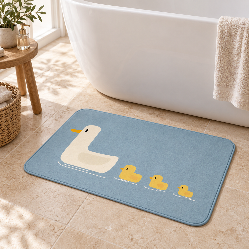 Tapis De Bain Canard – Bleu Glacier / 40x60cm, Bleu Glacier / 50x80cm près d’une baignoire