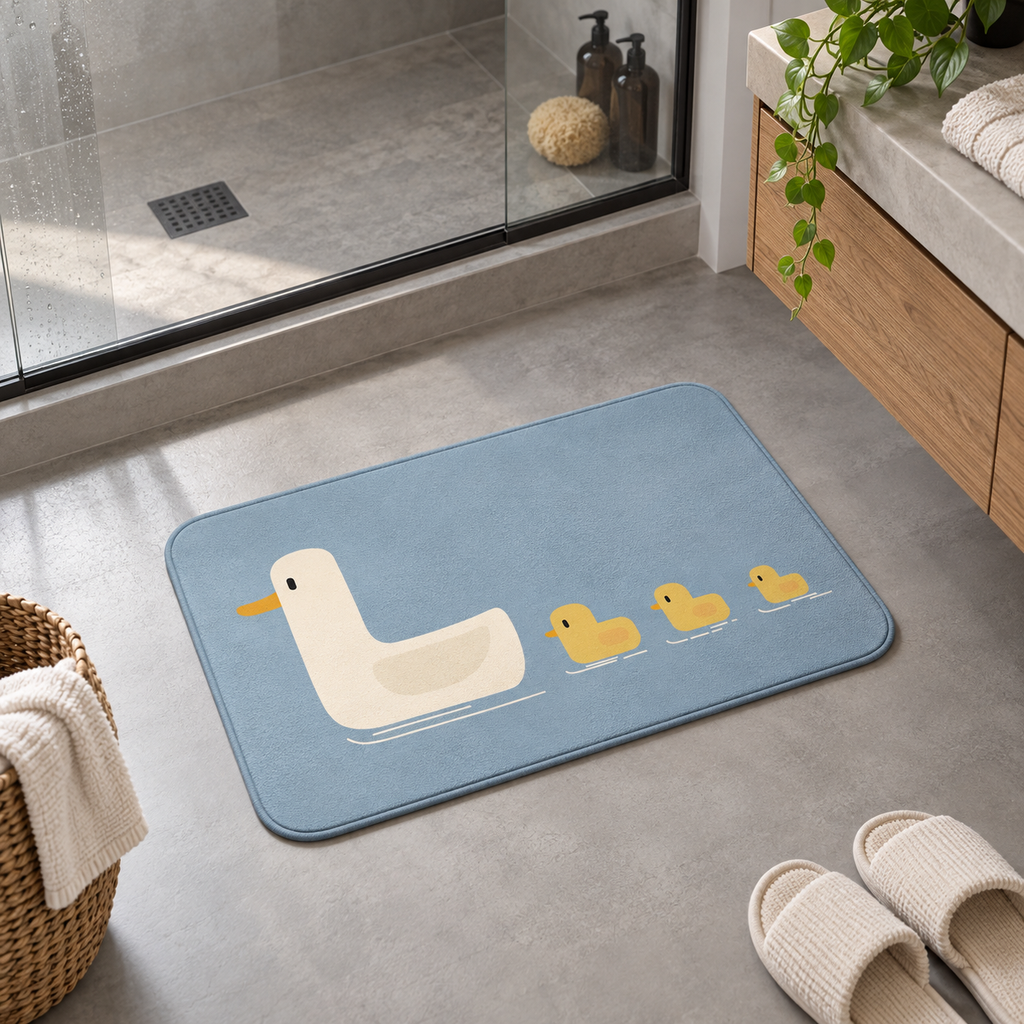 Tapis De Bain Canard – Bleu Glacier / 40x60cm, Bleu Glacier / 50x80cm dans une salle de bain contemporaine