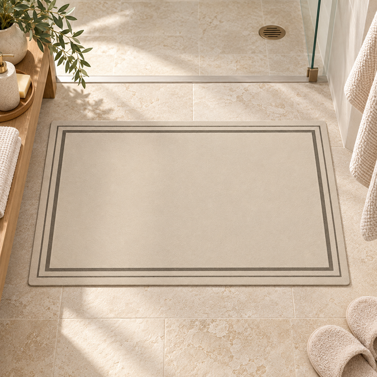 Tapis De Bain Diatomite Grande Taille dans une ambiance spa